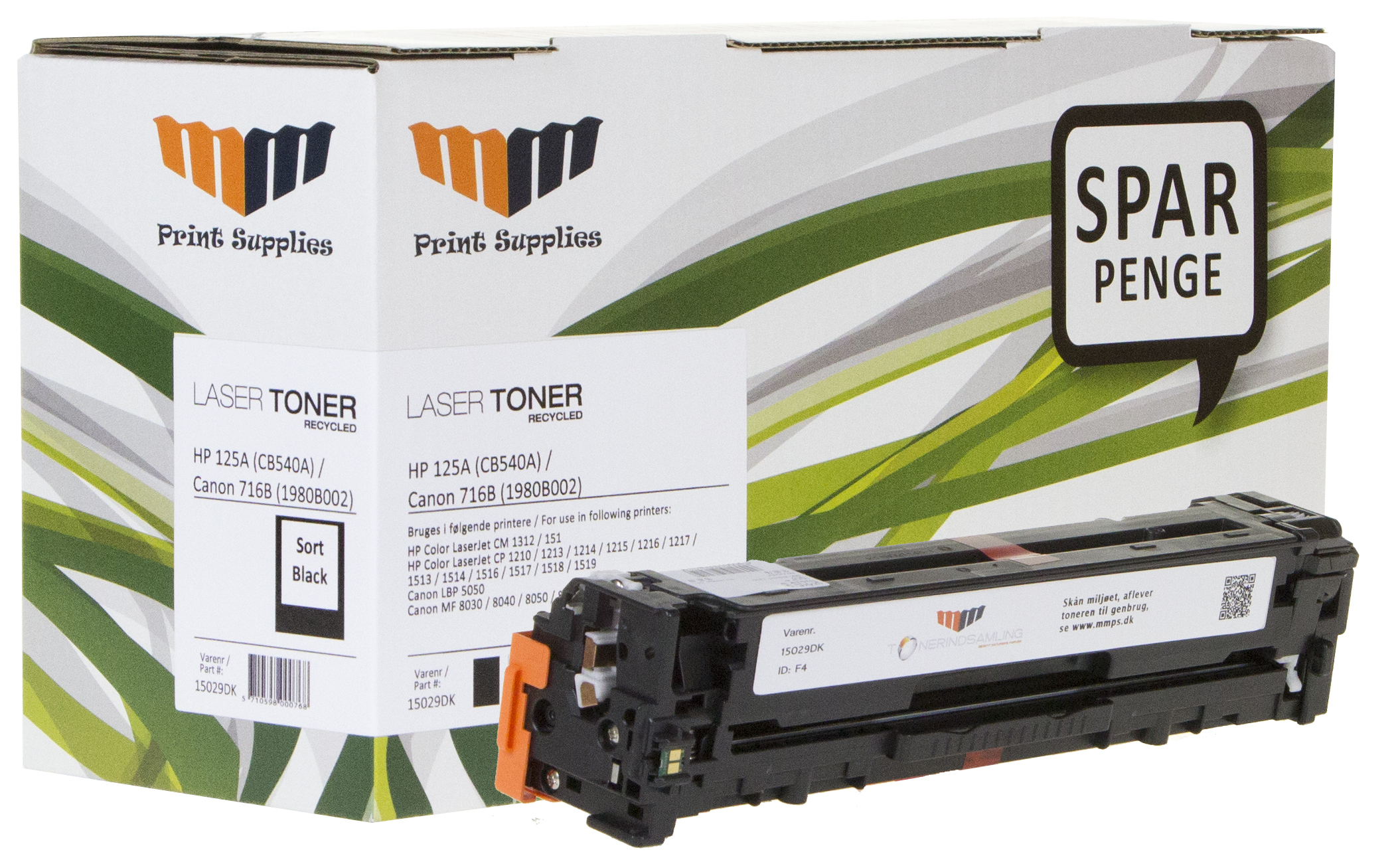 MM Black Laser Toner - HP 125A (CB540A) / Canon 716BK (1980B002) - For ...