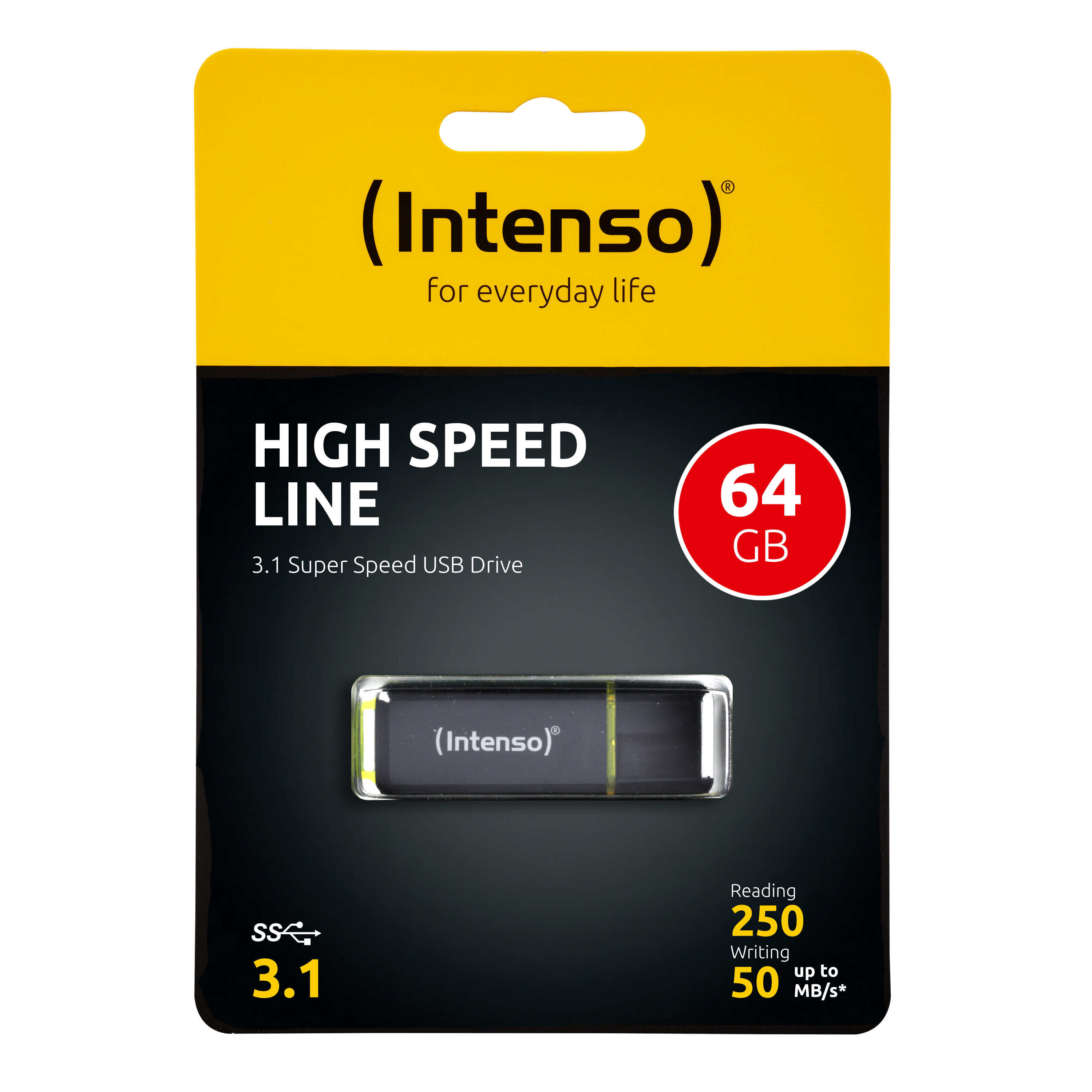 Intenso High Speed Line USB flash drive 64 GB USB TypeA 3.2 Gen 2 (3.1 Gen 2) Black,Yellow