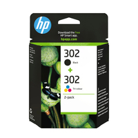 HP 302 - 2 pakker - sort, farve (cyan, magenta, gul) - original - blækpatron - for Deskjet 1110, 21XX, 36XX, ENVY 45XX, Officejet 38XX, 46XX, 52XX