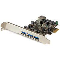 STARTECH PEXUSB3S42 4 Port USB 3.0 PCI Express PCIe Controller Card - 3 Ext 1 In